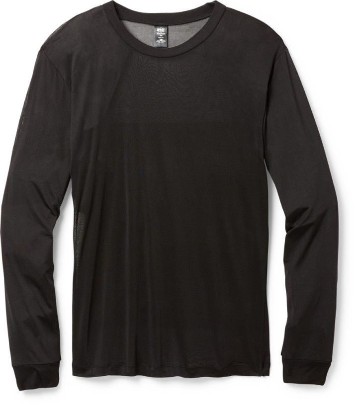 Black REi Co-op IE Silk Long Underwear Crew Shirt Men