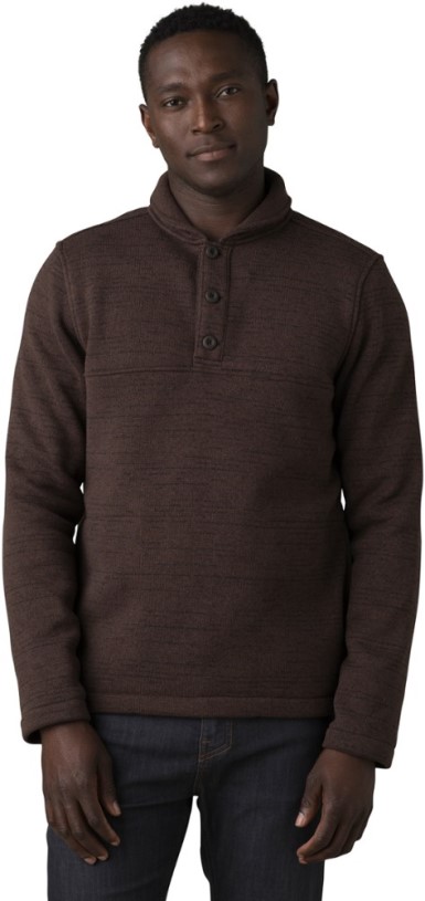 Prana Tri Thermal Threads Henley Fleece Sweater Men Oak Barrel REi Co-op IE