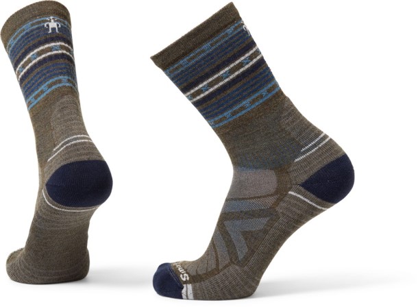 Olive REi Co-op IE Smartwool Performance Hike Light Cushion Spiked Stripe Crew Socks Men