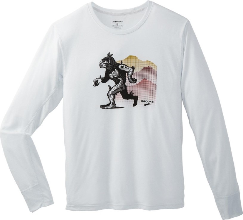 Stone-Sasquatch Brooks Distance Graphic Long-Sleeve Shirt Men REi Co-op IE