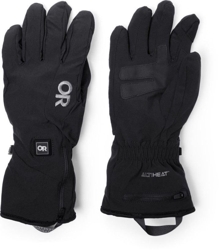 Black Outdoor Research Sureshot Heated Soft-Shell Gloves Men REi Co-op IE
