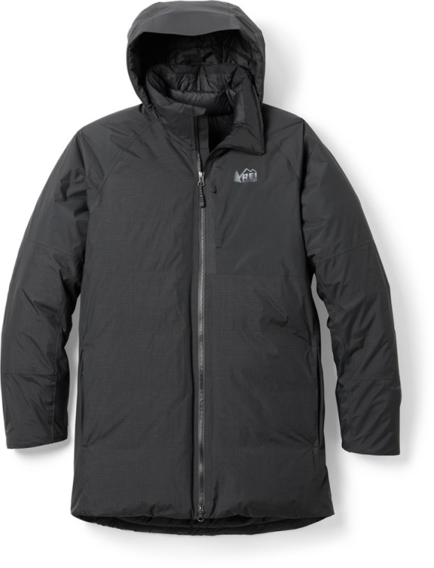 Black REi Co-op IE Stormhenge Down Hybrid Parka Men