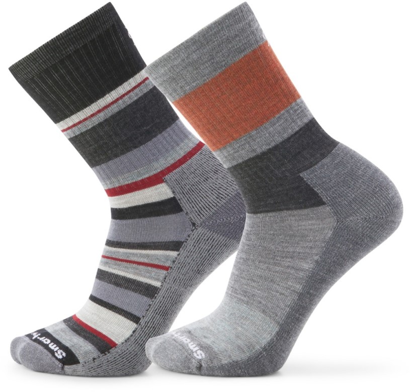Black Smartwool Everyday Blocked Stripe/Saturnsphere Crew Socks Men 2 Pairs REi Co-op IE
