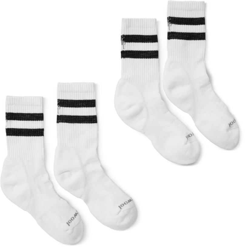 White REi Co-op IE Smartwool Athletic Targeted Cushion Stripe Crew Socks Men 2 Pairs