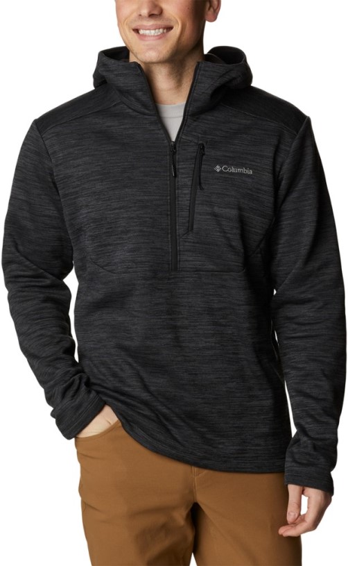 REi Co-op IE Black Columbia Maxtrail Logo Half-Zip Fleece Hoodie Men