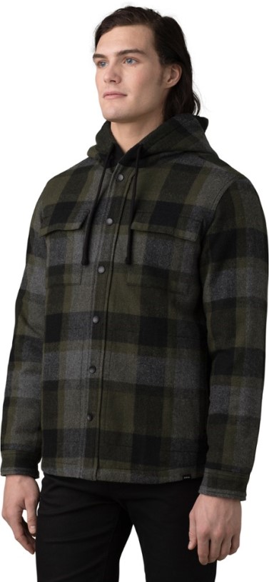 REi Co-op IE Prana Asgard Hooded Flannel Shirt Men Black