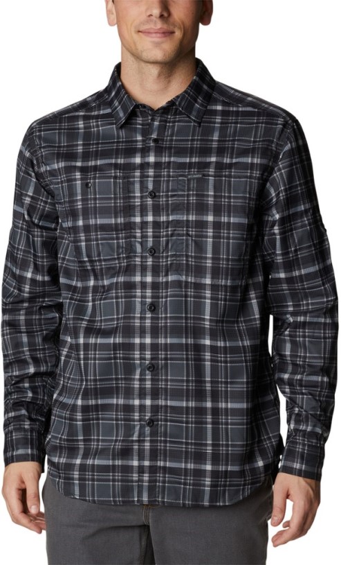 Black Columbia Silver Ridge Utility Lite Plaid Long-Sleeve Shirt Men REi Co-op IE