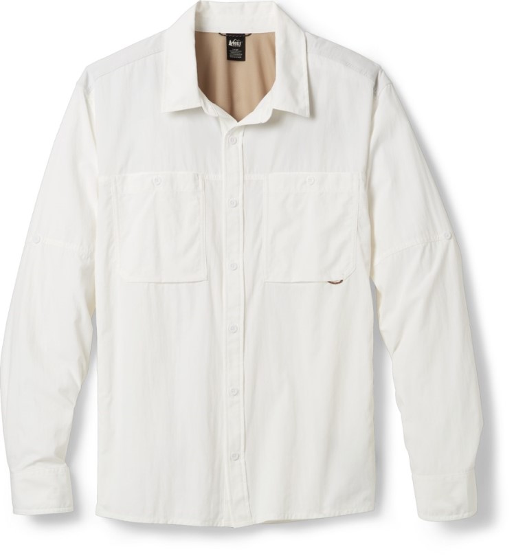 White REi Co-op IE Sahara Solid Long-Sleeve Shirt Men