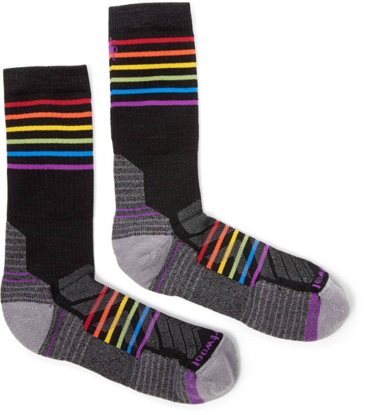 Black Smartwool Hike Light Cushion Pride Pattern Crew Socks REi Co-op IE