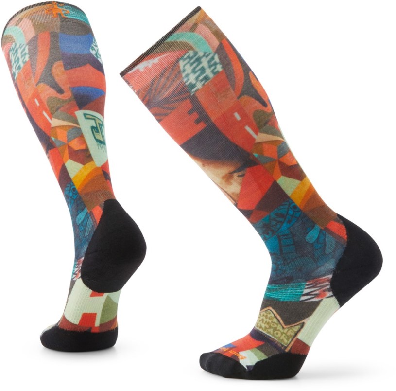 REi Co-op IE Multi Smartwool Ski Targeted Cushion Mosaic Snowball Over The Calf Socks Men