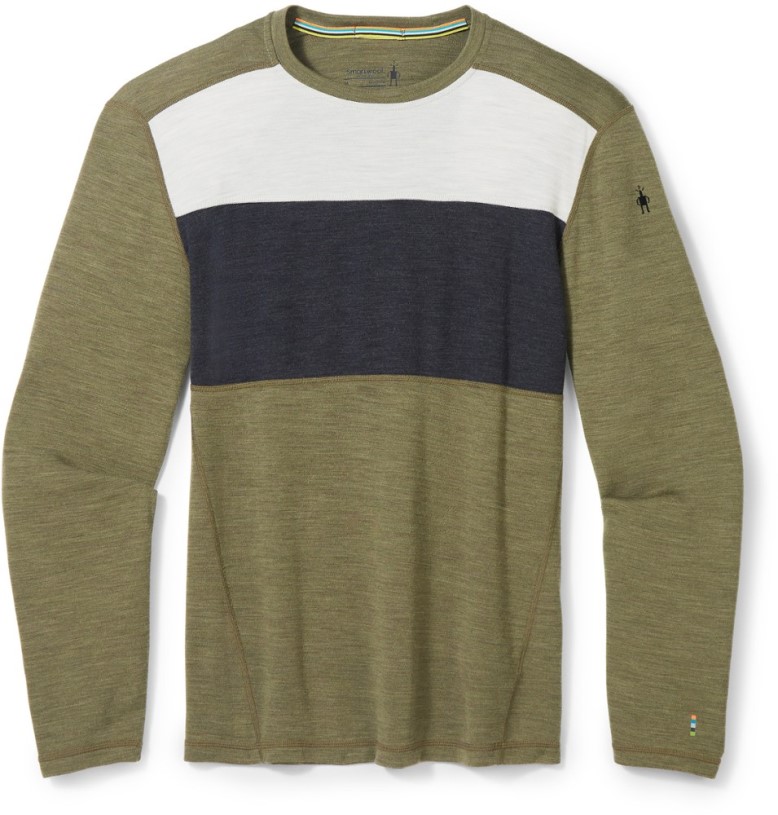 Winter Moss REi Co-op IE Smartwool Classic Thermal Merino Colorblock Base Layer Crew Top Men