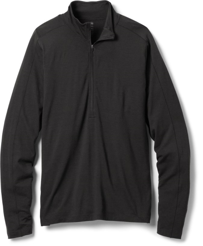 Black REi Co-op IE Merino 185 Long-Sleeve Half-Zip Base Layer Top Men