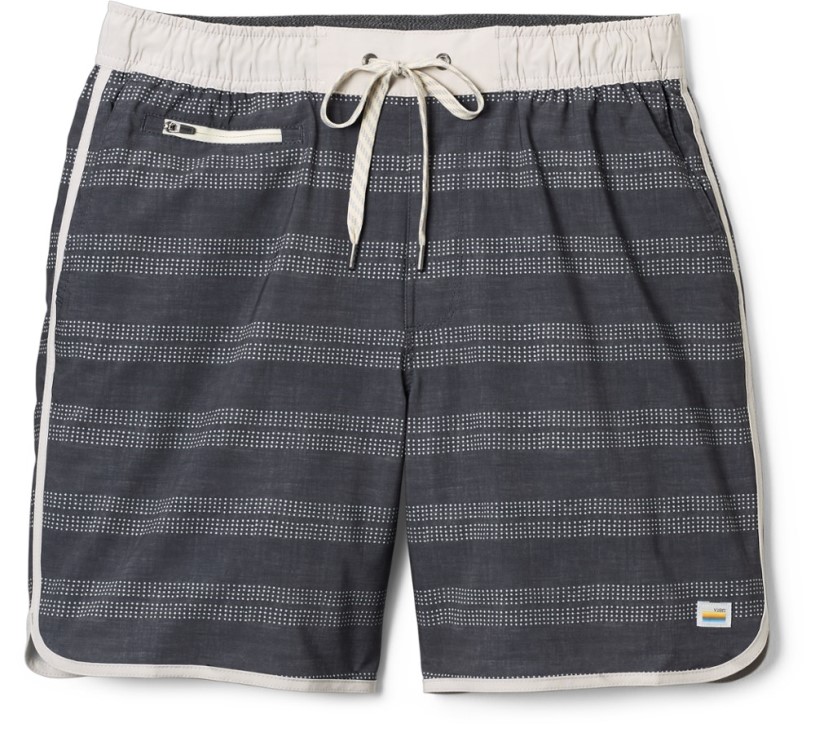 REi Co-op IE Vuori Banks Shorts Men 7.5 Inseam Charcoal Linen Dot