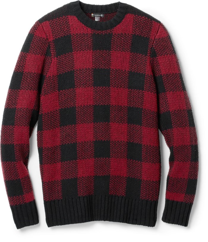 Red Smartwool Cozy Lodge Buff Check Sweater Men REi Co-op IE