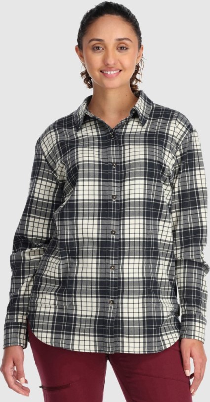 Outdoor Research Kulshan Flannel Shirt Women Sand Plaid REi Co-op IE