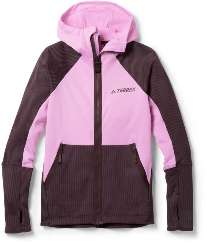 REi Co-op IE Adidas Terrex Tech Flooce Hooded Hiking Fleece Jacket Women Bliss Lilac