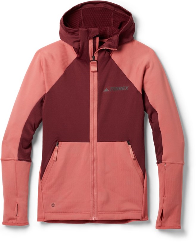 Adidas Terrex Tech Flooce Hooded Hiking Fleece Jacket Women REi Co-op IE Red
