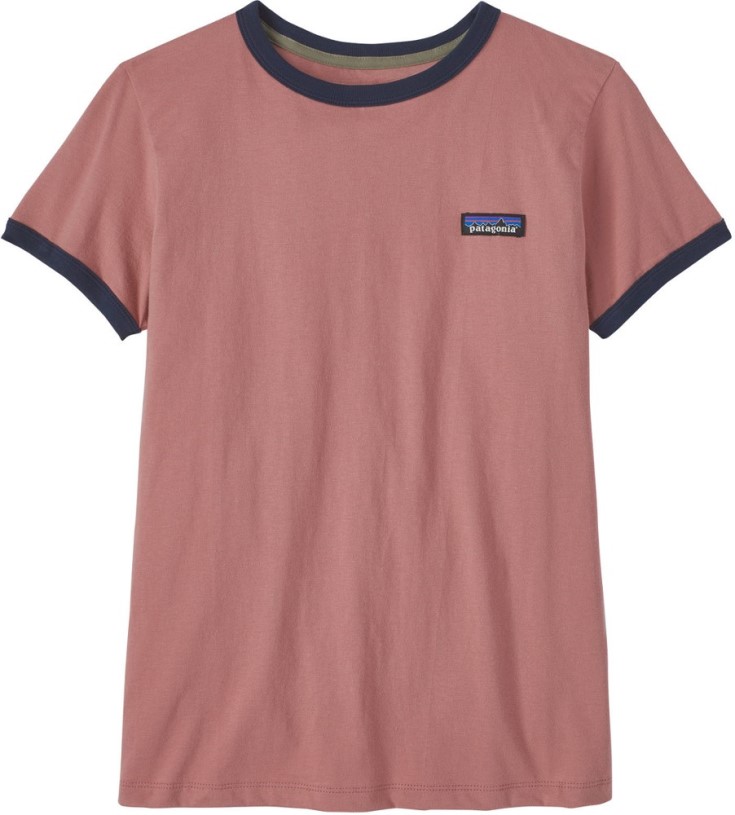 REi Co-op IE Patagonia P-6 Label Organic Ringer T-Shirt Women Pink