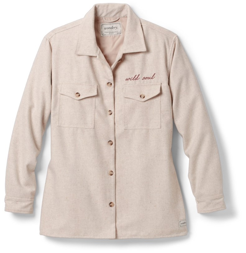 REi Co-op IE Wondery Wild Soul Embroidered Flannel Shirt Women Cream