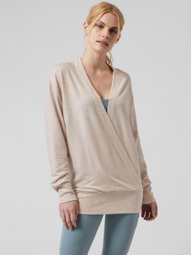 Athleta Purana V-Neck Wrap Sweatshirt Women Brown REi Co-op IE