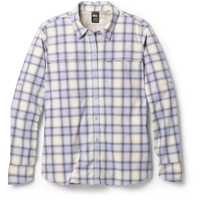 Plaid Lavender Stone REi Co-op IE Sahara Long-Sleeve Pattern Shirt Women