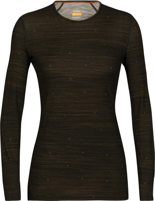 Black REi Co-op IE Icebreaker 200 Oasis Long-Sleeve Crewe Ski Tracks Base Layer Top Women