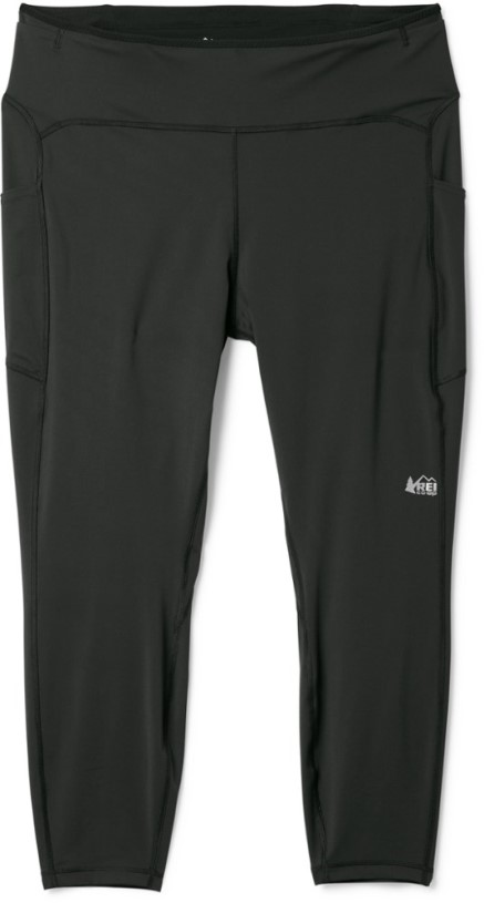 Black REi Co-op IE Swiftland 7/8 Running Tights Women Plus Sizes