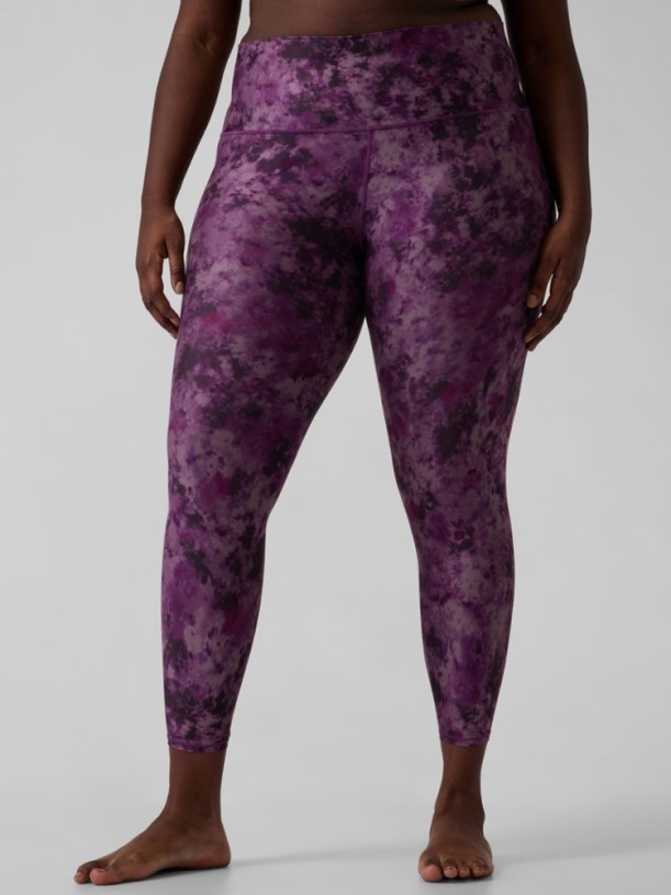 REi Co-op IE Athleta Salutation Stash Pocket Ii Printed 7/8 Tights Women Plus Sizes Purple