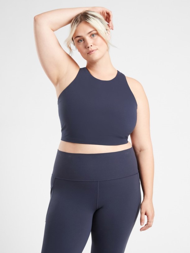 REi Co-op IE Navy Athleta Conscious Crop Top D-Dd Cup Plus Sizes