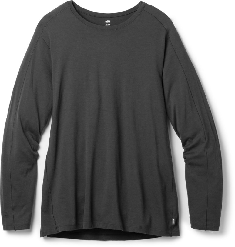 Black REi Co-op IE Merino 185 Long-Sleeve Base Layer Top Women Plus Sizes