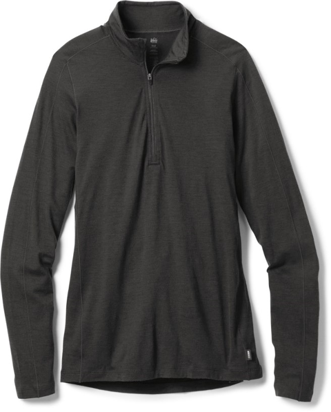Black REi Co-op IE Merino 185 Long-Sleeve Half-Zip Base Layer Top Women