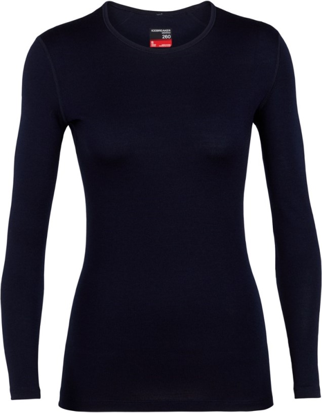 REi Co-op IE Navy Icebreaker 260 Tech Long-Sleeve Crewe Base Layer Top Women