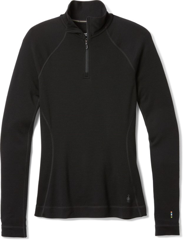 Black REi Co-op IE Smartwool Classic Thermal Merino Quarter-Zip Base Layer Top Women