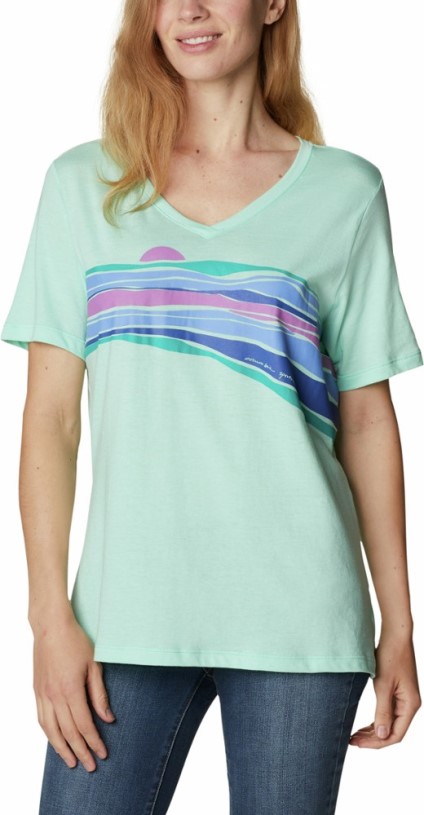 REi Co-op IE Columbia Bluebird Day Relaxed V-Neck Shirt Women Mint Cay