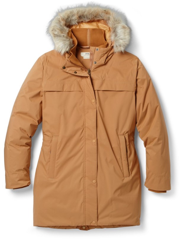 Prana Sayama Long Down Jacket Women REi Co-op IE Camel