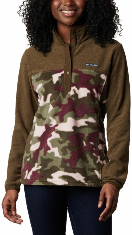 Columbia Benton Springs Print Half-Snap Pullover Women Olive REi Co-op IE