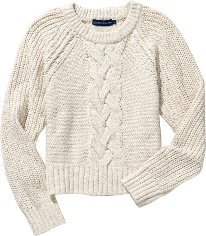 Ivory United By Blue Recycled Cotton Cable Crew Sweater Women REi Co-op IE