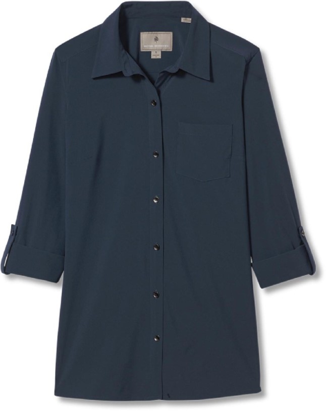 REi Co-op IE Navy Royal Robbins Spotless Traveler Shirt Women