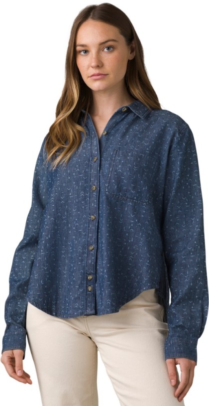 Prana Washed Out Denim Shirt Women Indigo Ditsy REi Co-op IE
