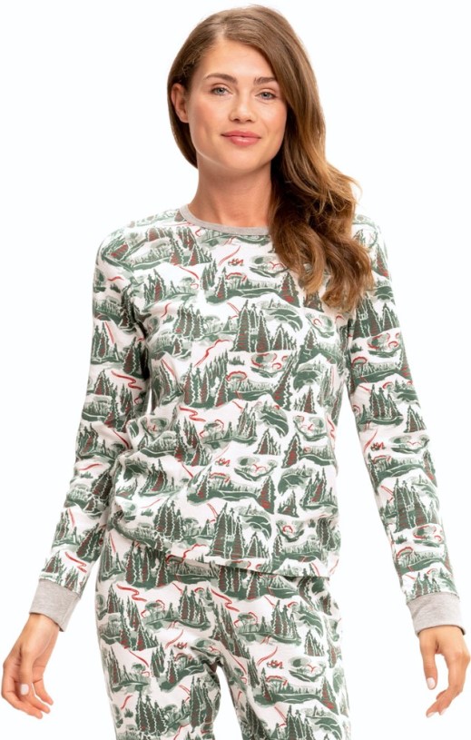 REi Co-op IE Threads 4 Thought Winter Slopes Pajama Set Women Ecru Multi