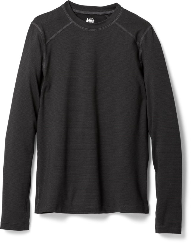 Black REi Co-op IE Midweight Crew Long Underwear Top Kid