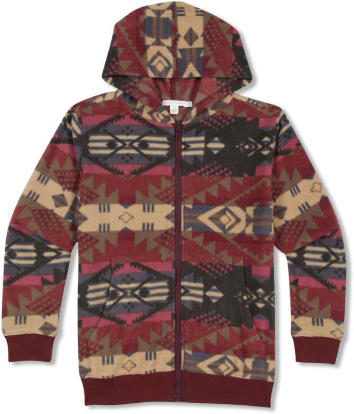 Burgundy Tribal REi Co-op IE Threads 4 Thought Polar Fleece Full-Zip Hoodie Kid
