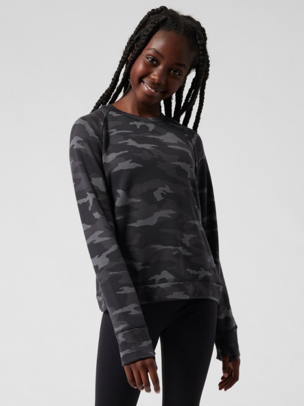 REi Co-op IE Athleta Cross Your Fingers Sweatshirt Girls Black Camo